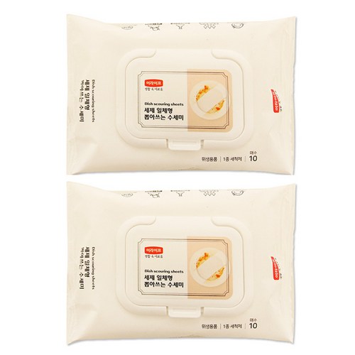 롯데이라이프 세제 일체형 뽑아쓰는 수세미, 10개입, 2개