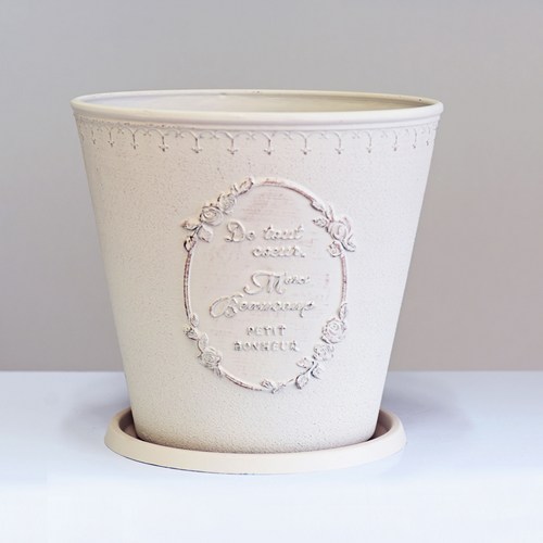 도시정원 엔틱 인테리어 높은원형 2422 화분, 화이트, 1개