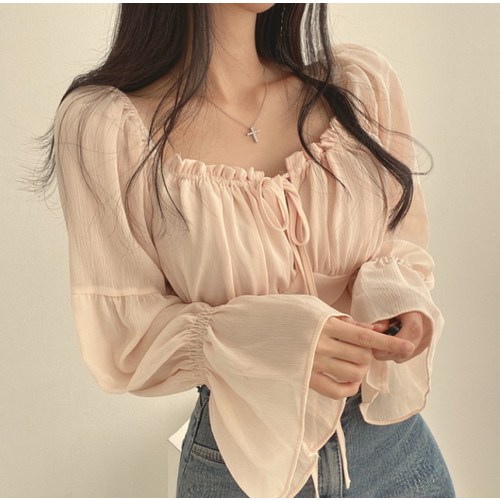 피어니스트 여신 퍼프 긴팔 블라우스