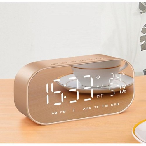 블루투스 스피커 알람 탁상 전자 시계 휴대용 입학 졸업 선물, 골드
