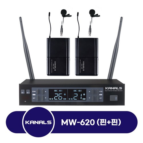 [엔터그레인 정품] 카날스 MW-620 2채널 무선 마이크세트 (핀마이크+핀마이크) / 행사용 강의용 교회용 보컬용