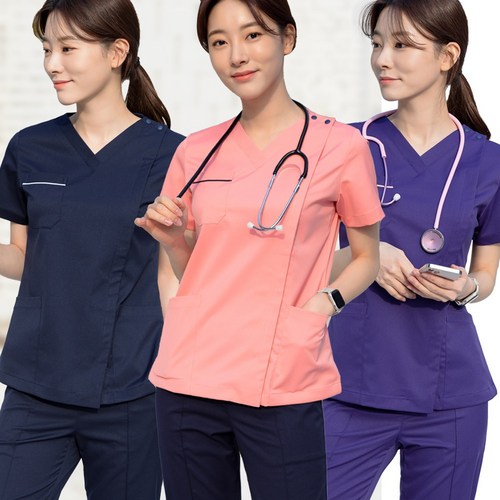 V넥 앞지퍼 간호복 상하세트 수술복 간호사복 간호사유니폼 요양보호사 물리치료사 병원유니폼