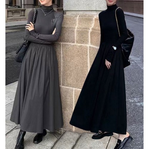 Salogun 모던 시크 목폴라 롱 원피스