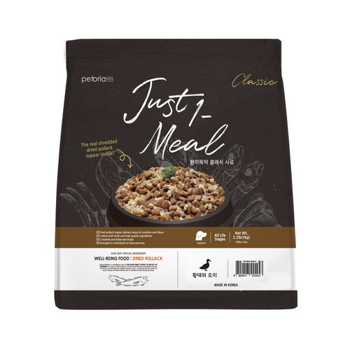 한끼뚝딱 생후 3개월령 이후 황태담은 클래식 강아지 사료, 오리, 1kg, 1개