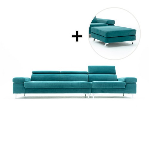 세이셀 아쿠아텍스 벨벳 생활방수 기능성 패브릭 4인용 소파, 03_블루그린, 4인+스툴