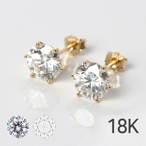 전체 18K 모이사나이트 다이아 귀걸이 (1쌍) / GRA인증서