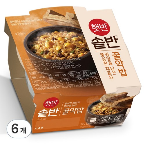 햇반 솥반 꿀약밥, 210g, 6개