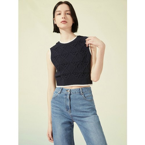 주크 울블렌드 엠보조직 니트 베스트 NY Z231KSB001