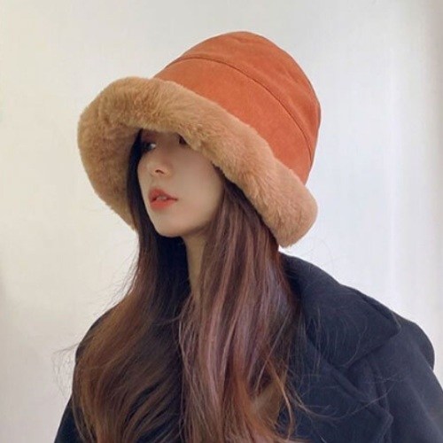 겨울 여성 퍼 버킷햇 모자