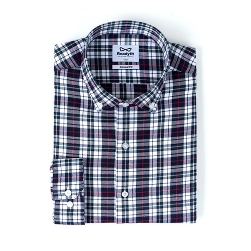 남자 레드 화이트 체크 긴팔 남방 셔츠 2컬러