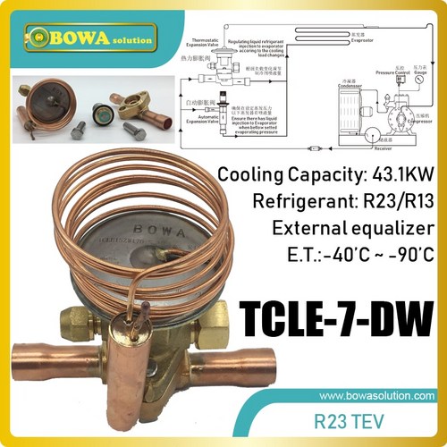 43KW 분리 R23 온도 조절 확장 밸브는 127m 3/h 2 압축기 캐스케이드 유닛에 반 밀폐형 피스톤 압축기와 일, 한개옵션0