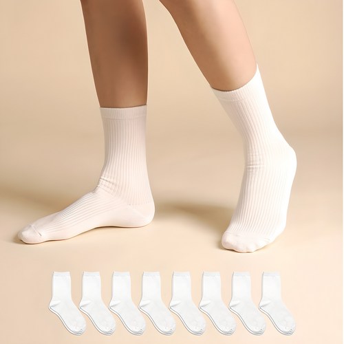 삭피엔스 여성용 발목이 가늘어 보이는 골지 중목 양말 8켤레 이미지