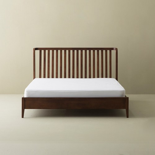 스칸딕퍼니처 그레인 갈비살 원목침대 세트 (방수커버 증정), 하이탑매트+방수커버, 딥내추럴, Q