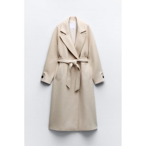 ZARA 여성자켓 30대 데이트룩 스탠다드 벨트 블렌드 롱 코트