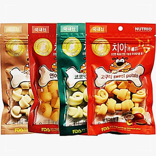 국내산 치아에좋은 강아지껌 4가지맛 80g X 4개