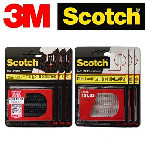 두얼락 3M 듀얼락 초강력 찍찍이 테이프 6쌍 보들이 sil*216Xr, 투명3포장6쌍