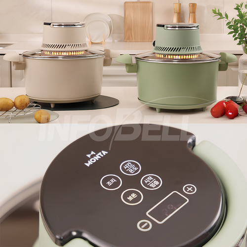 [TV홈쇼핑정품 인포벨]독일 몬타 에어광파 요리왕 전기 오븐 냄비 후라이팬 멀티 다용도 쿠커 에어프라이기, K03(아이보리)