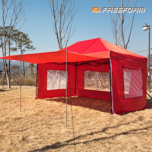 프리폼 캐노피천막 3X4.5 풀세트 야외 실내 행사용 텐트 포장마차 테라스 바람막이 그늘막 옥상, B타프풀 3X4.5 레드, 1개