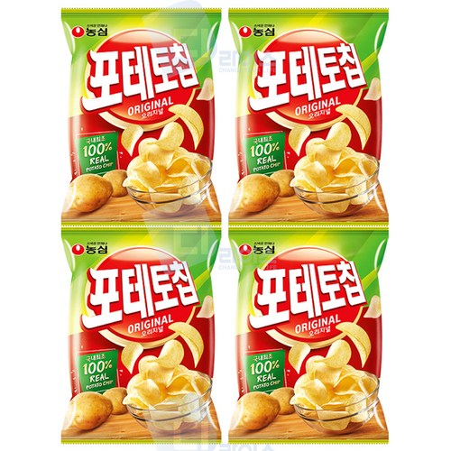 농심 포테토칩 오리지널, 125g, 4개 - 감자칩 추천