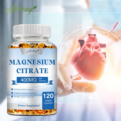 구연산마그네슘 400mg - 근육, 뼈, 심장 건강을 지원하고 면역력을 향상시키며 흡수율과 생체이용률이 높은 필수 비건 미네랄입니다., 60정, 1개