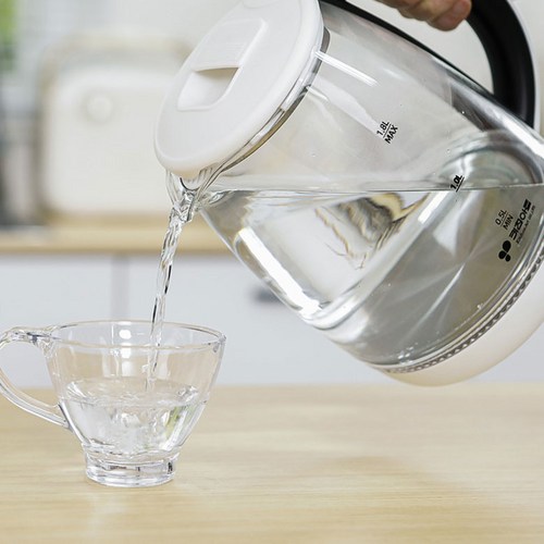 키친아트 글라스 과열방지 무선포트 LED, 화이트