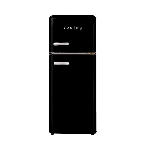 쿠잉 레트로 2도어 115L 소형냉장고 REF-D121 미니 원룸 사무실 신혼 가정용 북유럽형 인테리어, REFD121BK(블랙)