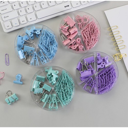 더이쁜 롱테일 바인더 클립 세트 파스텔 집게 클립 바인더크립 바인더클립 학용품 서류정리 사무용품, 퍼플