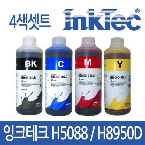 잉크테크 HP 무한 리필 잉크 HP9010 HP8100 HP8600 HP8610 HP8710 HP8210 HP7740 HP7720 HP7612 HP7110 4색 셋트, 1000ml 4색셋트(검정안료+칼라염료), 1개