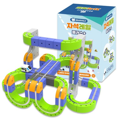 베어블리 자석레일 블럭 큐브 전동트랙 기차장난감, 1세트, 혼합색상