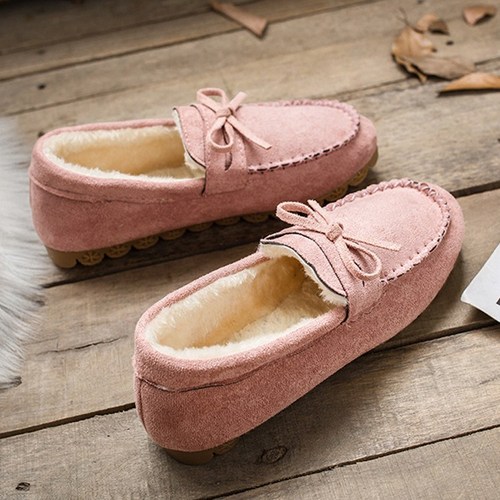 MIROSE 여성 털 모카신 단화 로퍼 따뜻한 겨울 신발 겨울 로퍼 방한슈즈