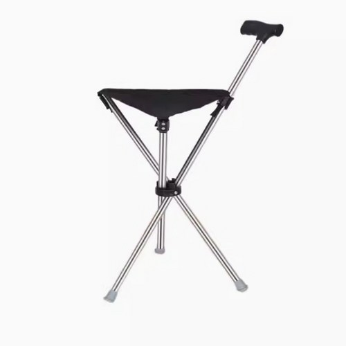 5월star 앉는 어르신 의자 지팡이, 1개, 블랙/실버