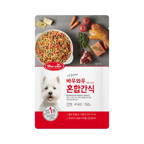 바우와우 혼합 간식 150g 강아지 애견 져키 훈련용, 1개