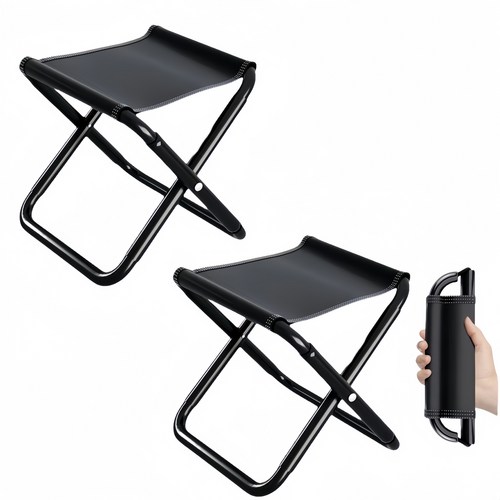 Frokom 캠핑 의자 캠핑용품 낚시 릴렉스 휴대용 경량 캠핑용품 캠핑 의자 1+1, 2개, 블랙