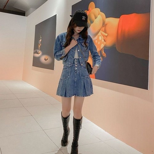 [Myshe]여성 가을 패션 청자켓 미니 스커트 세트 Myshe dian251229lj1