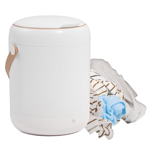 휴대용 세탁물 세탁기-여행 캠핑 캠핑카에 안성맞춤-섬세한 직물 및 작은 하중을 위한 소형 소형 세탁기-필터와 핸들이 포함되어 있습니다, 1개, 흰색