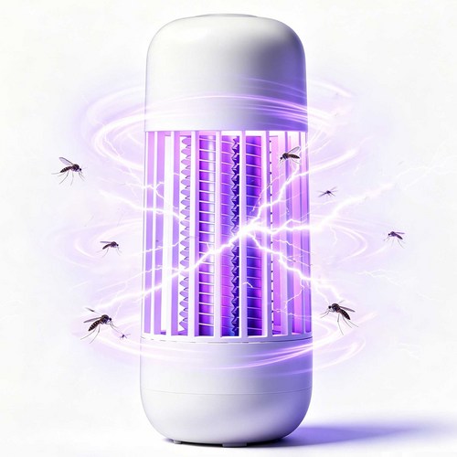 LED 모기 퇴치 전기모기채, 캠핑, 가정용 및 상업용 소형 초강력 충전 모기퇴치기, 베이지-Q1