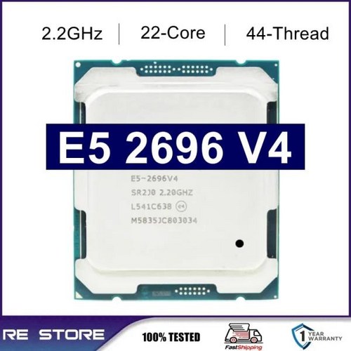 중고 Xeon E5 2696 V4 프로세서 2.2GHz 55M 22 코어 44 스레드 150W 14nm LGA 2011-3 CPU X99 마더, 01 CPU