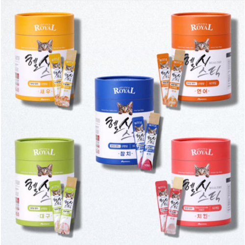 (+고양이스푼증정) 어드밴스 로얄 헬시 스틱 60p*2개, 헬시 스틱 연어(60 x 2개), 120개, 10g