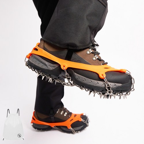 PGC1022 벨오라 등산 아이젠 스노우 산악 논****** 체인아이젠 24P+PGN짐쌕가방, 오렌지