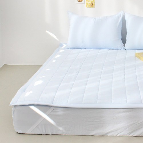 루시드****** 부드러운 아멜리 알러지케어 워싱 고정밴딩 침대패드, 캐시미어 블루