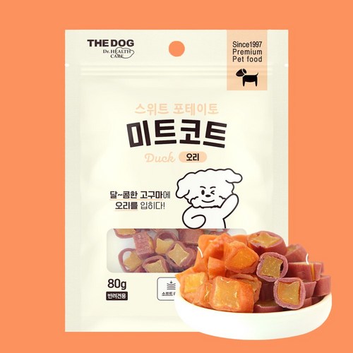 미트코트 강아지 부드러운 간식, 80g, 2개, 오리+고구마