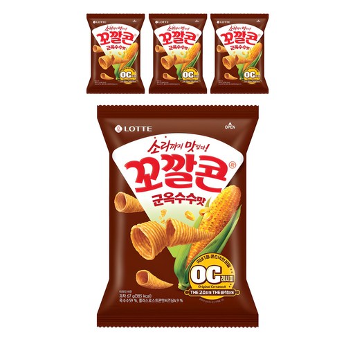 꼬깔콘 롯데제과 군옥수수맛, 67g, 4개