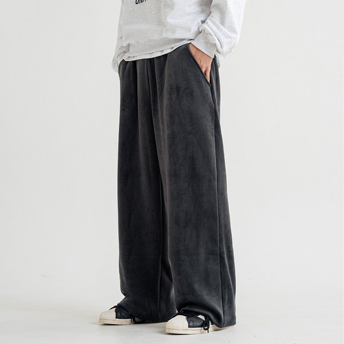 아테즈 남녀공용 보온 융털 기모 코듀로이 벨벳 와이드 밴딩 바지 소프트 팬츠 AZPT07