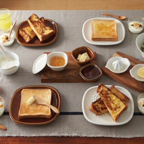 Miyama 리프 겉바속촉 토스트접시 잼볼 버터접시, 토스트 플레이트, 아이보리, 1개