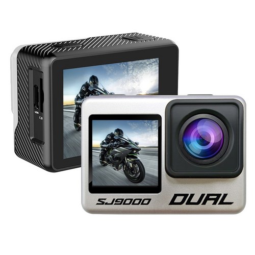 에이스원 SJ9000 DUAL 4K 터치 셀피스크린 외부마이크 C타입 웹캠 블랙박스 바디캠, SJ9000 DUAL 실버
