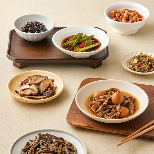 효모로찬 수제 반찬모음 세트 표고버섯볶음+멸치볶음+소고기메추리알장조림+우엉조림+콩장조림+간장건새우볶음