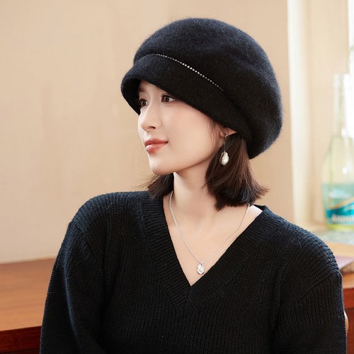 제인이즈제인 겨울 중년 여성 모자 비즈포인트 앙고라 니트캡 엄마모자