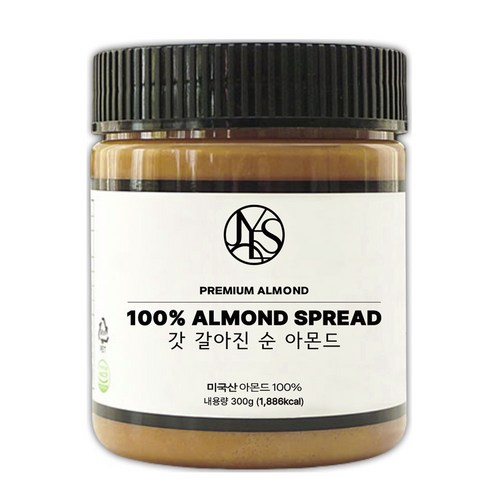 야스티 갓 갈아진 순 아몬드 스프레드 100% 무첨가 버터, 1개, 300g