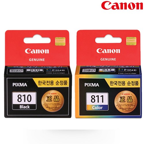 캐논 정품 잉크 PG810+CL811 검정 컬러 세트 트윈팩 공식판매점, 1세트, PG810(검정)+CL811(컬러) 트윈
