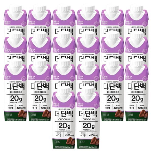 빙그레 더단백 드링크 초코 250ml / 우유단백질 20g 함유 저지방 단백질음료, 20팩 - 편의점 단백질 추천